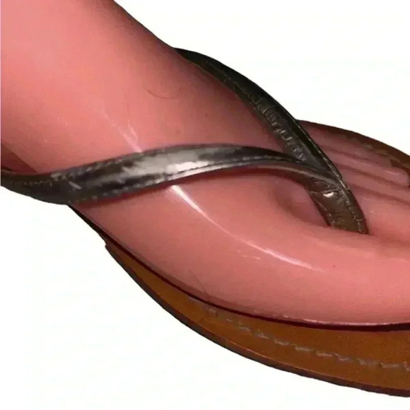 Silver Tory Burch Leather strapped Flip‎ Flop Sandals, Size 10 - Picture 2 of 7